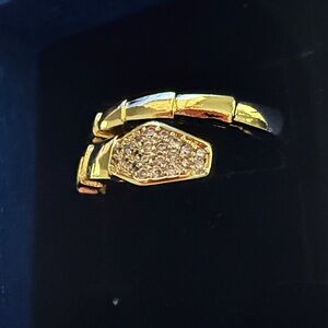 Gold-Tone Diamond Crystals Snake Ring - Women Jewelry